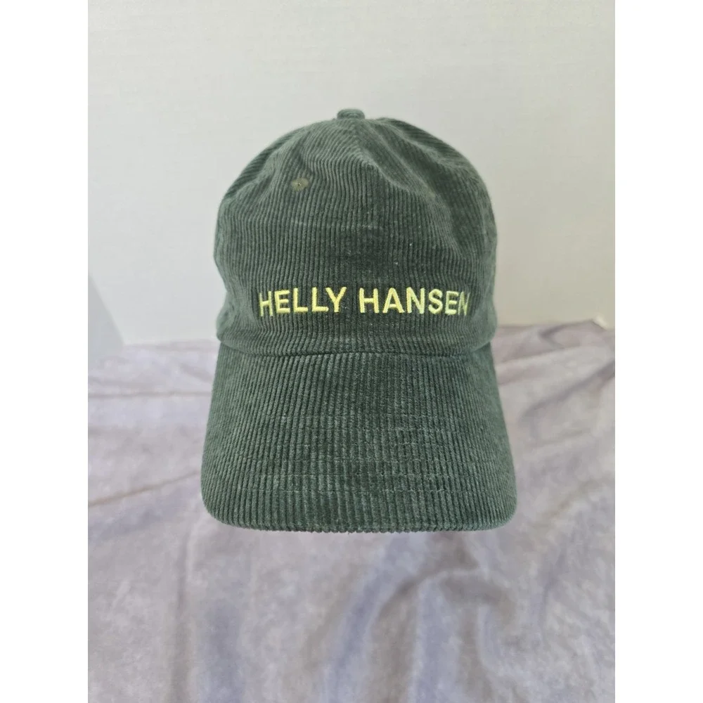 Helly Hansen Corduroy Baseball Cap Mens OS Olive Green Leather Strapback Hat